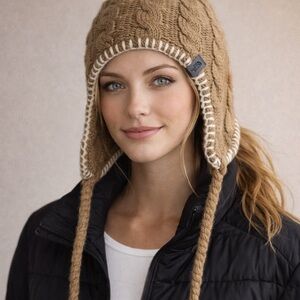 The North Face Tan Knit Earflap Hat